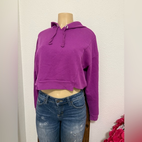 Wild Fable Purple Cropped Boxy Hoodie - Picture 2 of 3